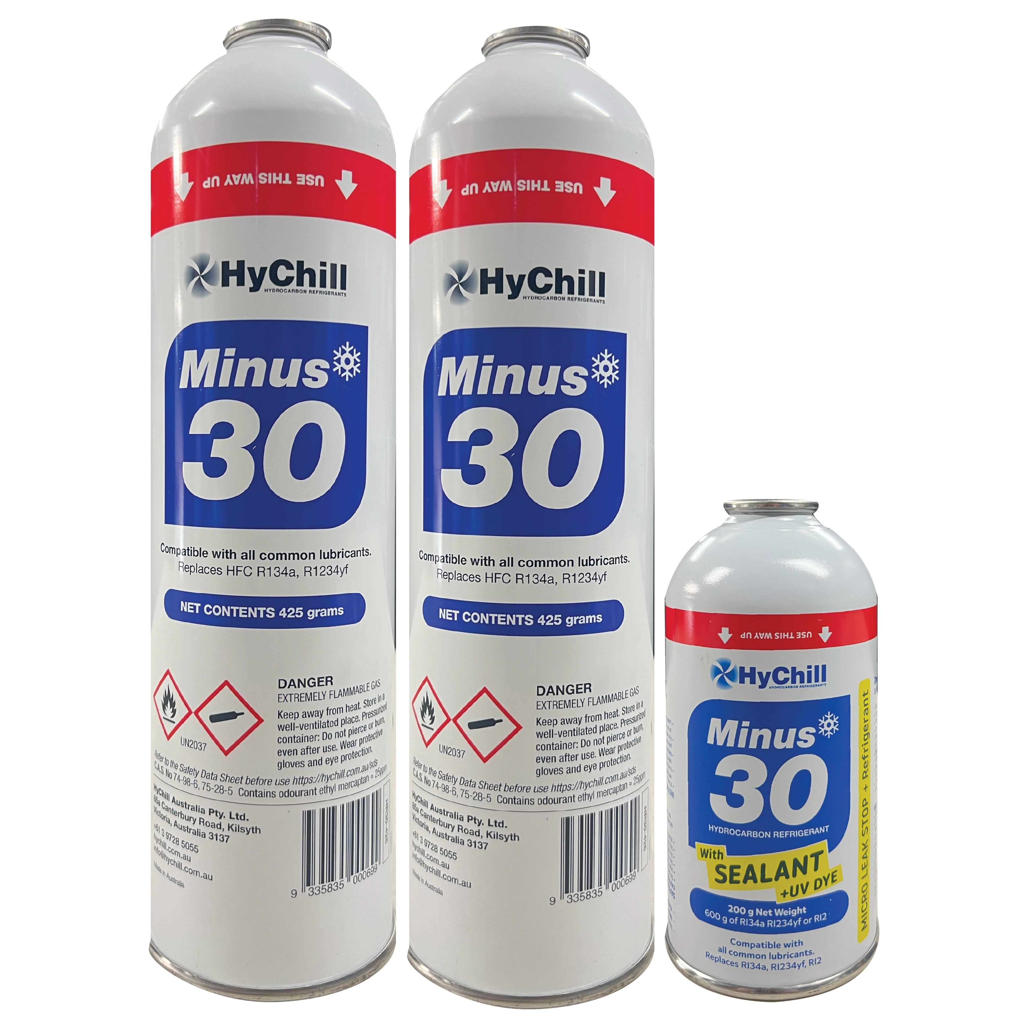 Hychill Minus30 TRIO Pack – R134a, R12 & R1234yf Refrigerant Alternative