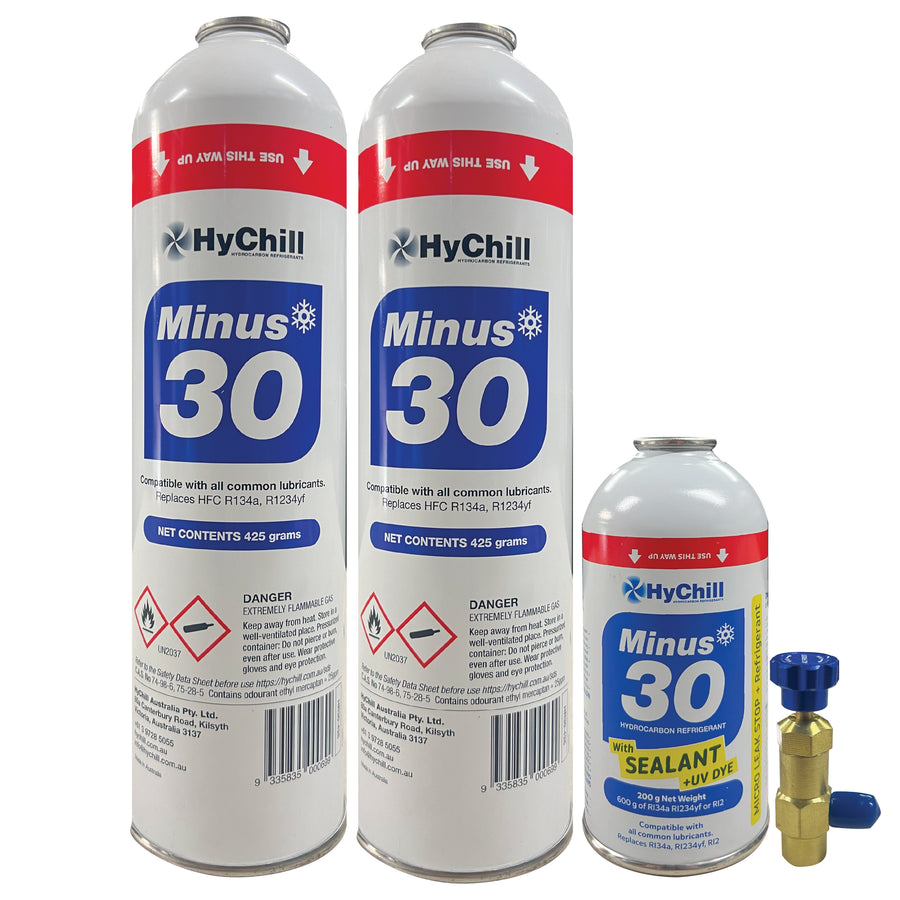 Hychill Minus30 TRIO Pack – R134a, R12 & R1234yf Refrigerant Alternative
