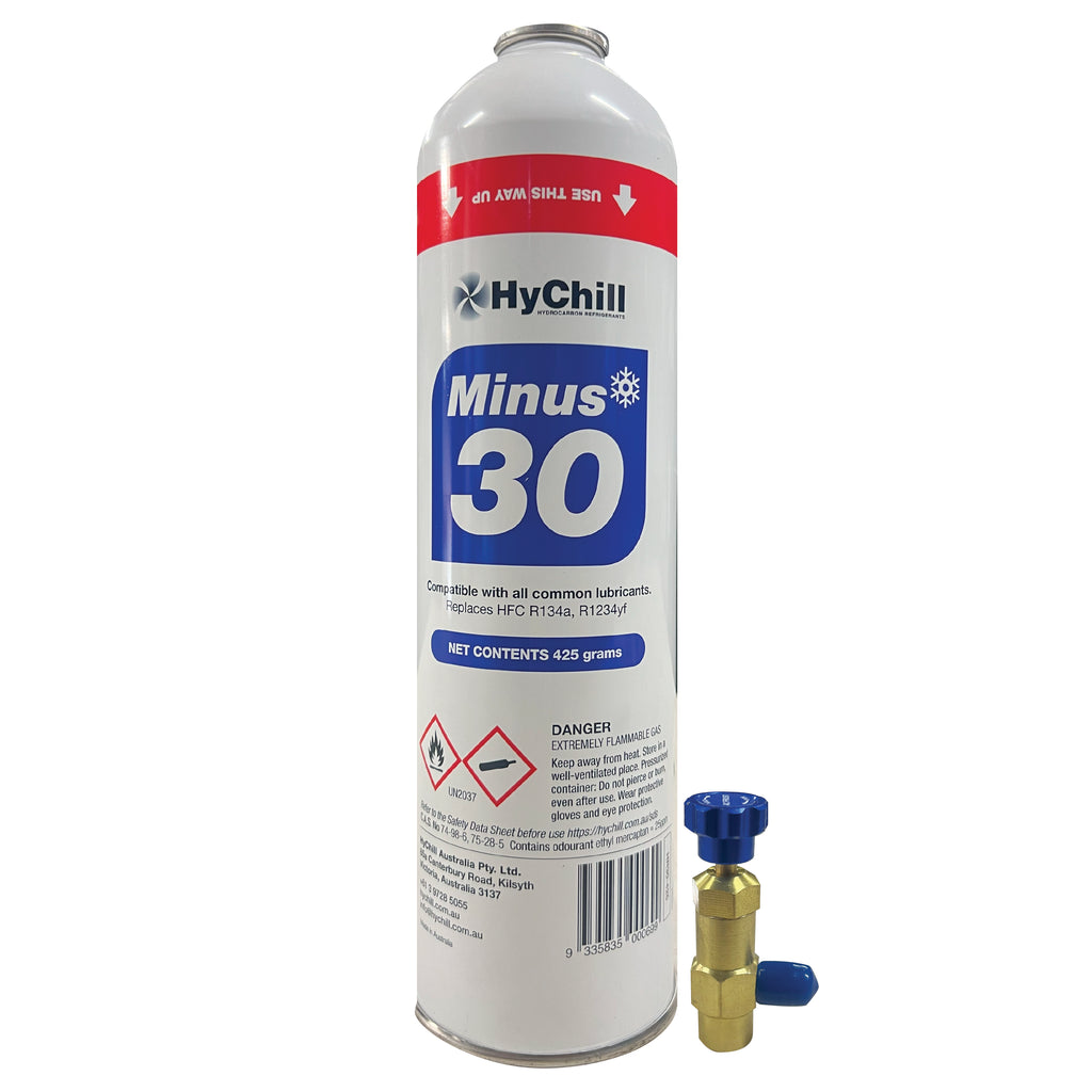 Hychill Minus30 Single Pack with Tap – R134a, R12 & R1234yf Refrigerant Alternative