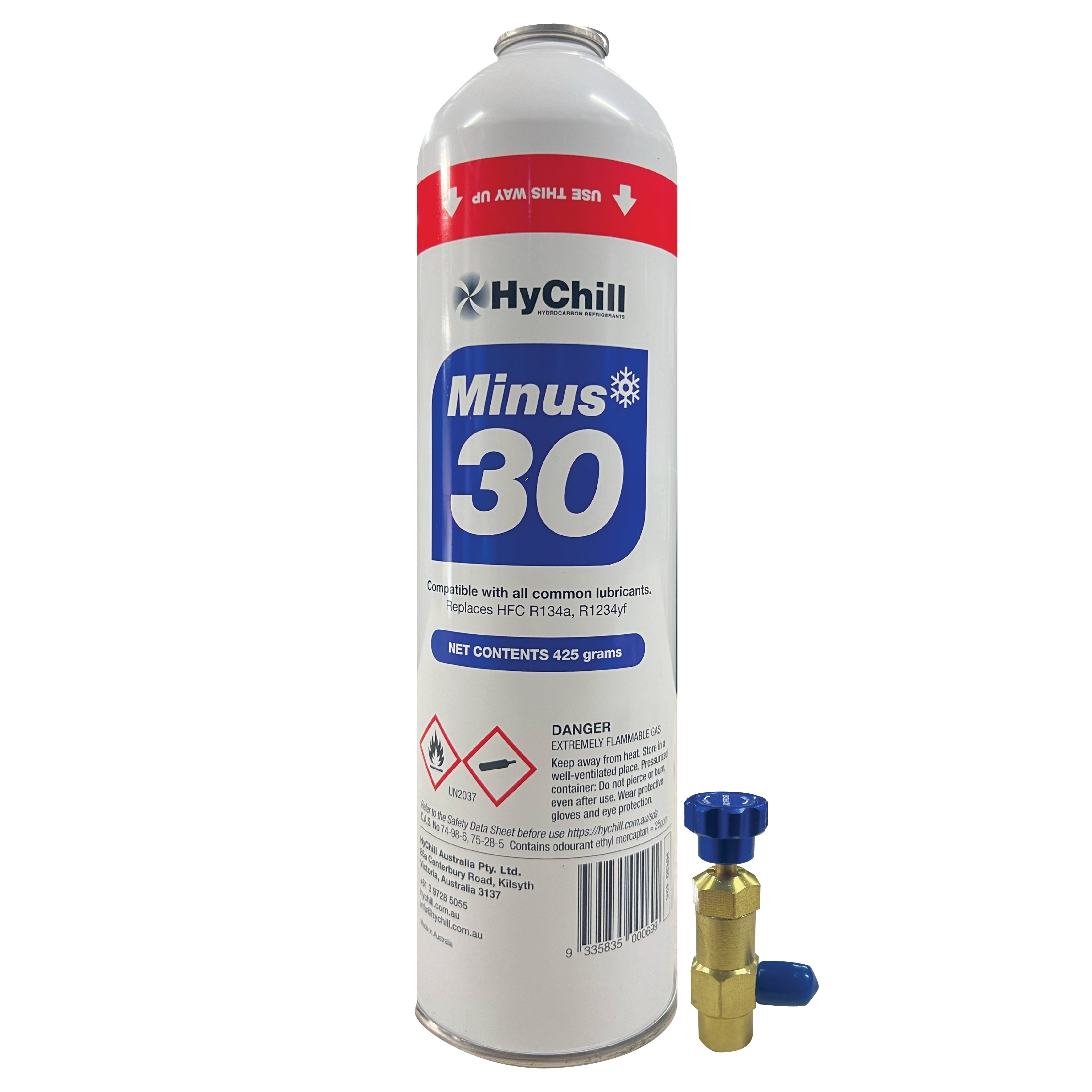 Hychill Minus30 Single Pack with Tap – R134a, R12 & R1234yf Refrigerant Alternative
