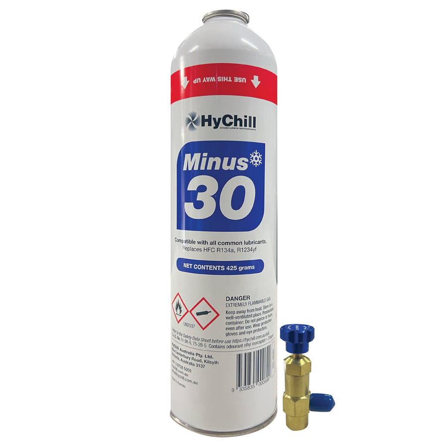 Hychill Minus30 Single Pack with Tap – R134a, R12 & R1234yf Refrigerant Alternative
