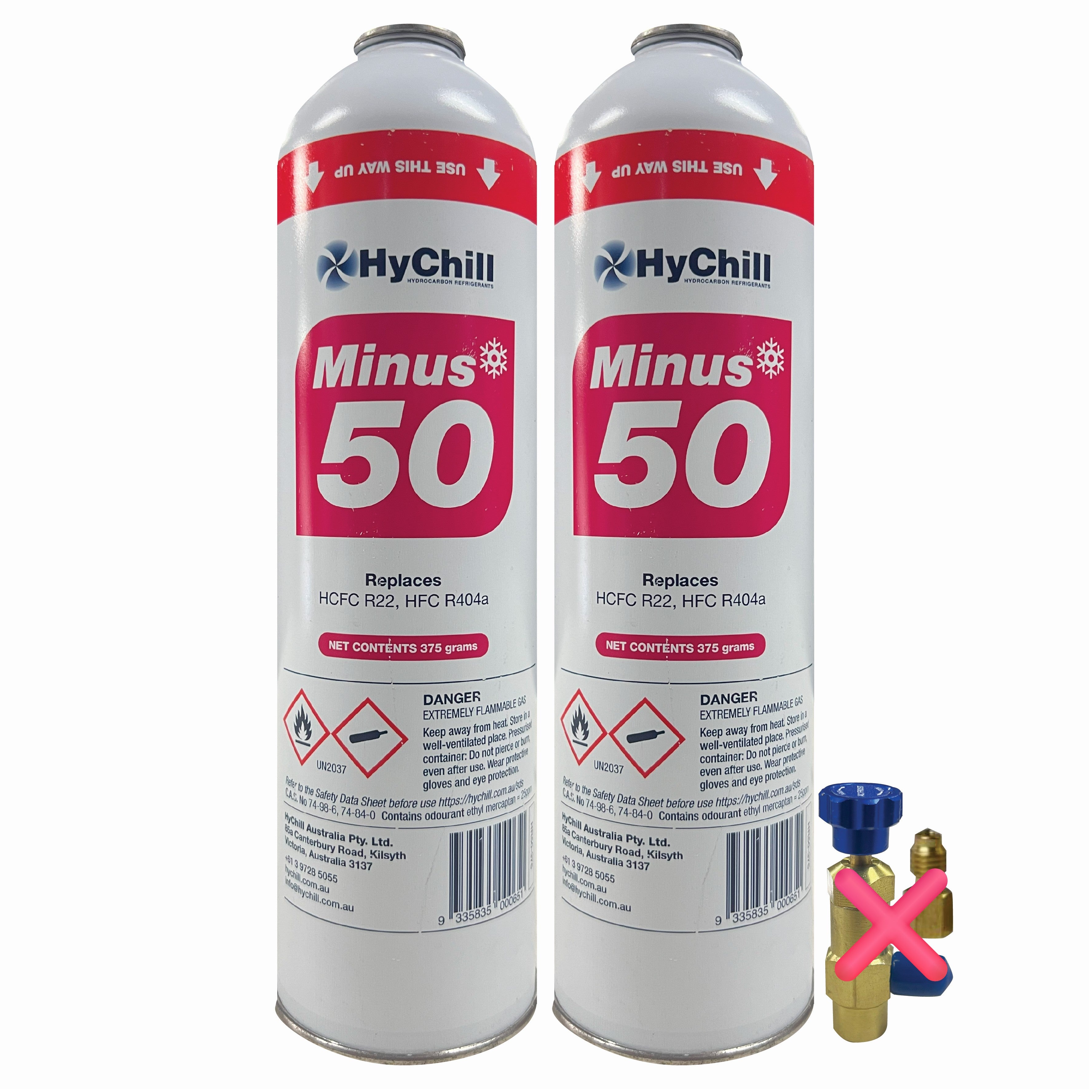 Hychill Minus50 – Duo Pack – R22 & R404A Refrigerant Alternative – Easy to Use